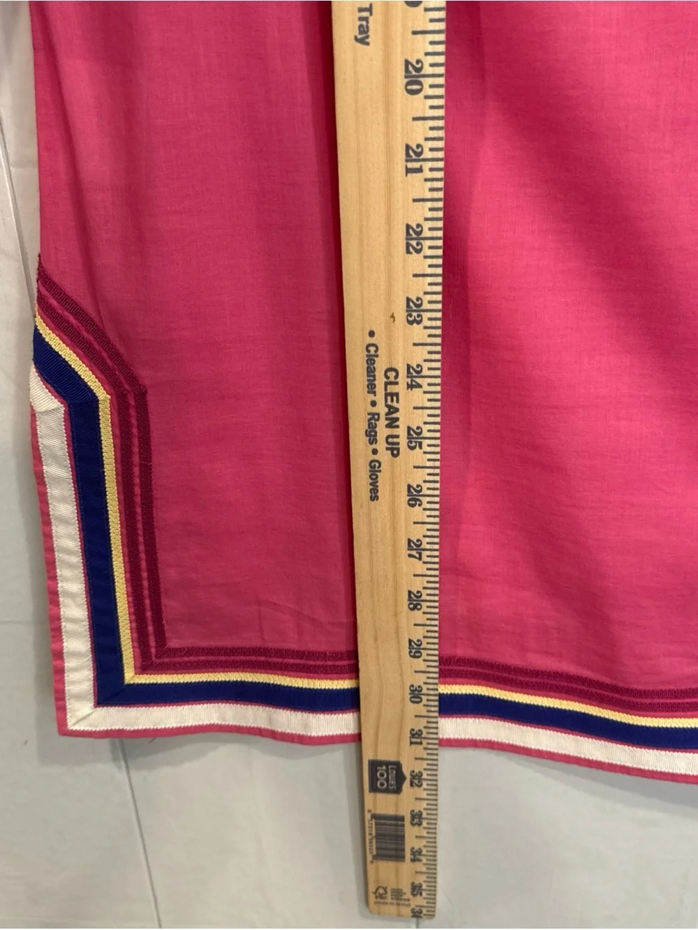 Tory Burch Pink Tunic Contrast Yellow White Blue Grossgrain Trim